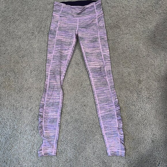 Lululemon Wunder Train Rushed Full Length Tights Leggings Lavender & Pink EUC  4 - Picture 1 of 8